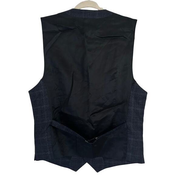 REISS Men's Monroe Modern Fit Check Vest Button Front Navy Blue 36 - Picture 6 of 10